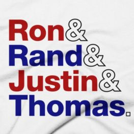 Liberty's Fab Four - Ron Paul, Rand Paul, Justin Amash & Thomas Massie - Red, White & Blue T-Shirt