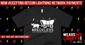#RECKLESS Bitcoin Lightning Network Pioneer T-Shirt Available Now