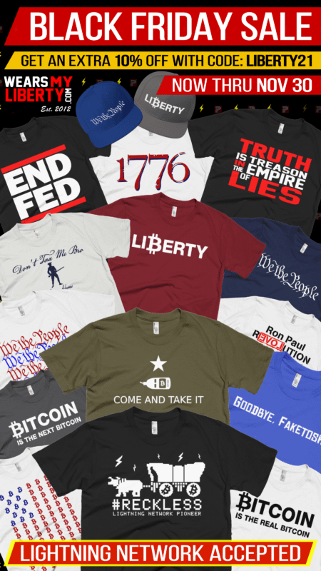 Bitcoin Black Friday Sale - Save 10% on Bitcoin and Liberty Themed Shirts