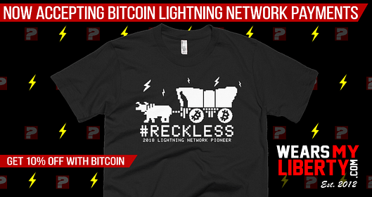 #RECKLESS Bitcoin Lightning Network Pioneer T-Shirt Available Now