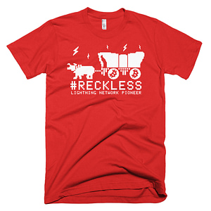 RECKLESS Bitcoin Lightning Network Pioneer T-Shirt - Red